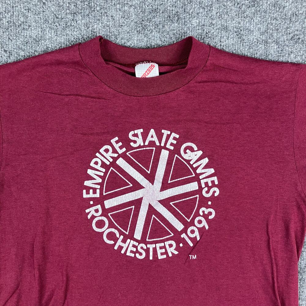 Jerzees T-Shirt Boys Size M Maroon Vintage‎ 1993 Empire State Games USA